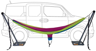 Illustration for article titled Can't Find Two Trees to String Up Your Hammock? Just Use Your Car